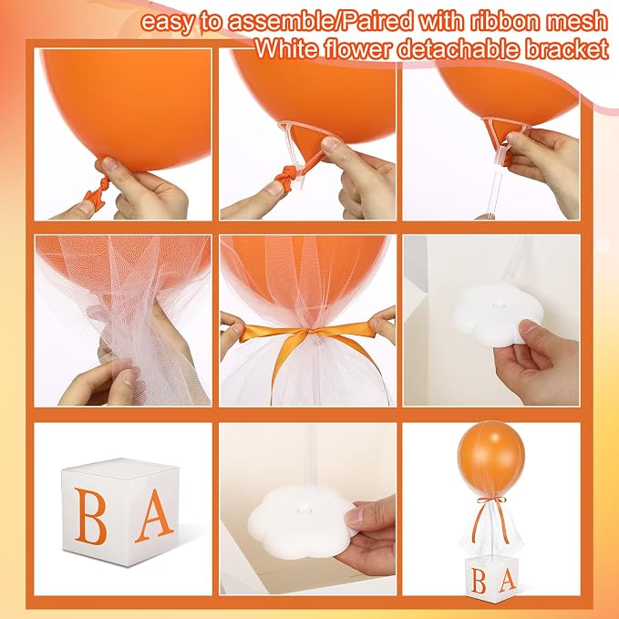 6 Set Little Cutie Baby Shower Decor for Table 24'' Latex Balloon with Letter Boxes Orange Party Table Centerpiece Decor a Little Cutie Is on The Way for Gender Reveal Boy Girl Birthday Party Supply