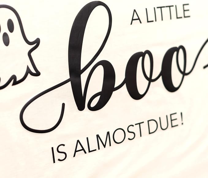 A Little Boo is Almost Due Decal, Halloween Baby Shower Decor Sticker | Halloween Ghost Themed Baby Shower Party Decor Decal, Little Spooky Theme Gender Reveal Sticker for Backdrop, Balloon Arch
