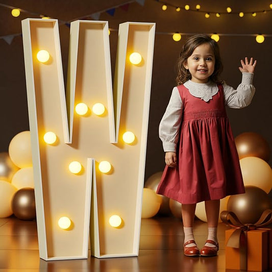 Marquee Letters 4 Feet Tall Large Light Up Letters W Happy Birthday Decorations Wedding Engagement Party Decor Yellow Light Birthday Decorations Balloon Arch Kit Foam Sign W