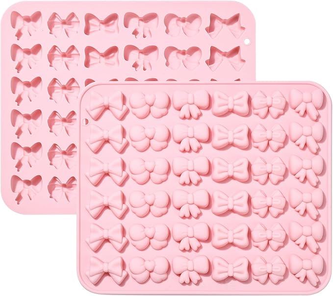 Airssory 2 pcs Cute Bow Theme Fondant Molds Bowknot Bow Tie Mold 3D for DIY Party Wedding Cake Candy Chocolate Epoxy Resin Craft Making Decoration