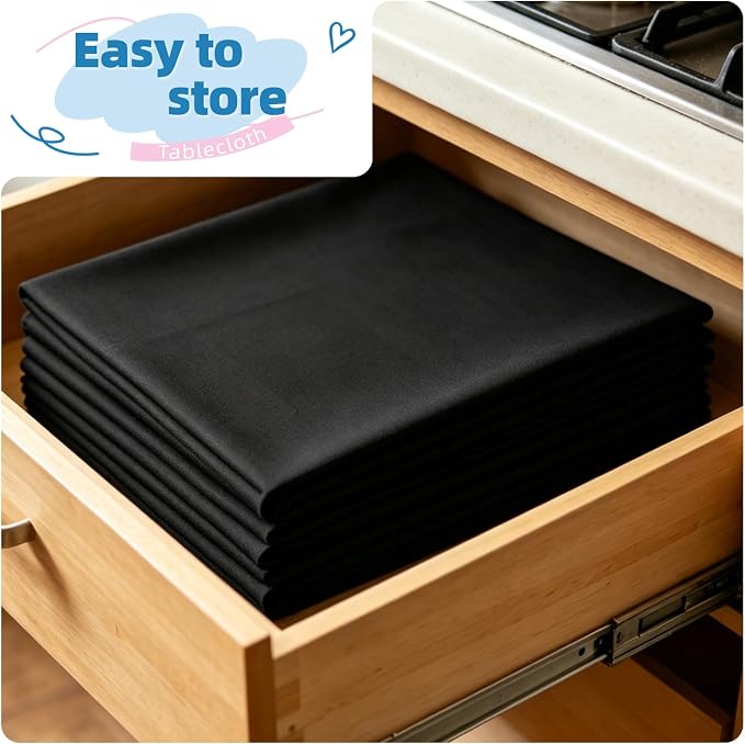 WIGENIUS 10 Pack Black Table Cloth Rectangle Tablecloths 70X120 Inch,Polyester Table Cloth for 8 Foot Rectangle Tables,Wrinkle Resistant Washable Fabric Table Covers for Party,Wedding Banquet