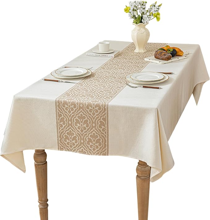 Linen Tablecloths for Rectangle Tables,Fabric Tablecloth Advanced Waterproofing Technology for Dinningroom,Farmhouse