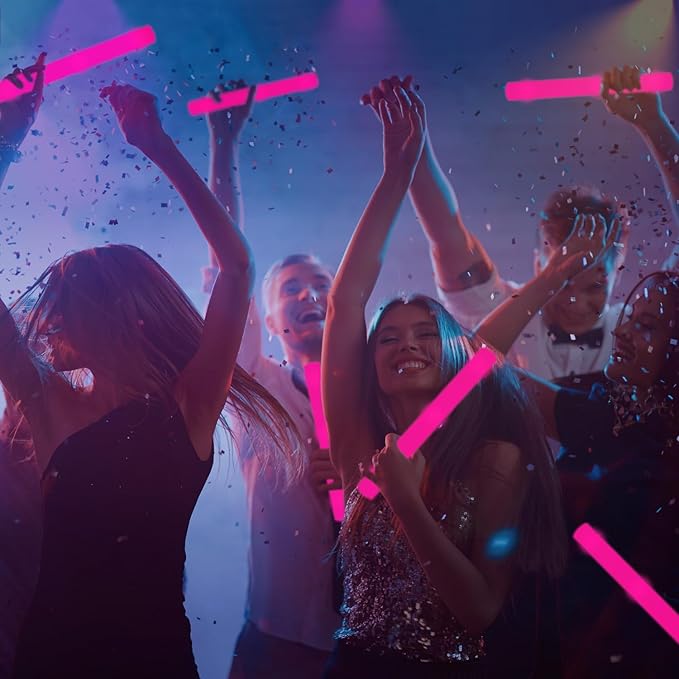 60Pack LED Glow Foam Sticks Bulk,Light Up Glow Sticks with 3 Flashing Modes,Glow Wands Party Pack,Glow In The Dark Party Supplies for Valentines Day,July 4th, Wedding,Birthday,Concert(Pink)