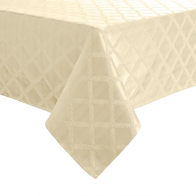 Lenox Laurel Leaf Tablecloth, Ivory - 70" W x 104" L