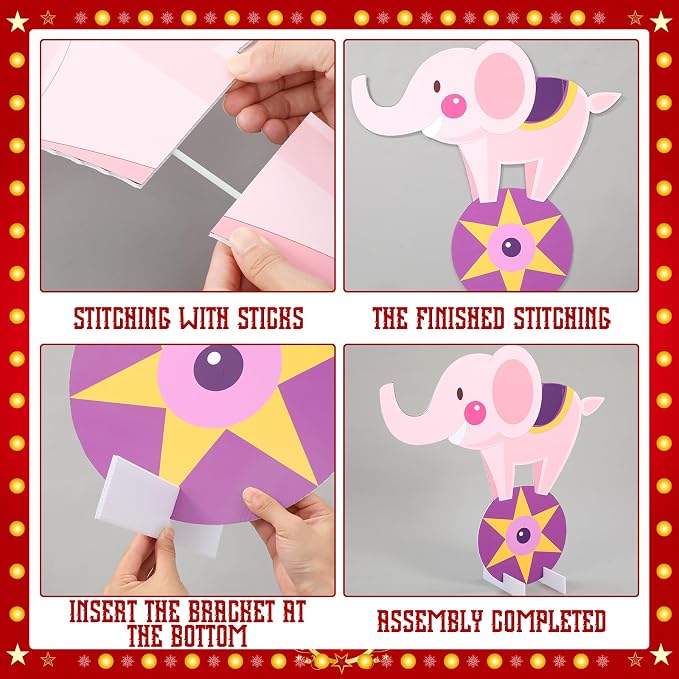 Leinuosen 3 Pcs Large Carnival Party Stand Decorations Set Circus Animal Baby Shower Cardboard Cutouts Decorations Carnival Theme Birthday Camping Party Supplies Circus Decor for Girls Boys