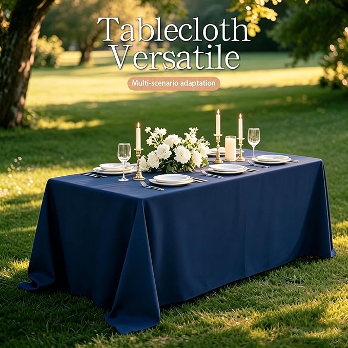 WIGENIUS 6 Pack Blue Table Cloth Rectangle Tablecloths 60X102 Inch,Polyester Table Cloth for 6 Foot Rectangle Tables,Wrinkle Resistant Washable Fabric Table Covers for Party,Wedding Banquet