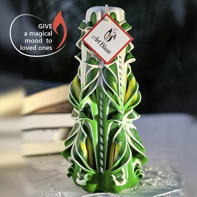 Carved Candles - Handmade Candles Long Burning - Unscented Decorative Candle - Luxury Candles for Home Decor - Birthday Anniversary Romantic Relaxing Mothers Day Gift for Women - Summer Glade