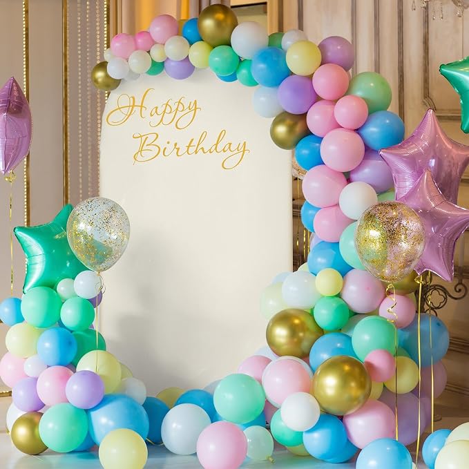 6.6 FT Arch Stand with Arch Stand Cover, Wedding Arch Backdrop Stand and Beige Arch Cover for Birthday Party Wedding Ceremony Bridal Baby Shower, BS01-5