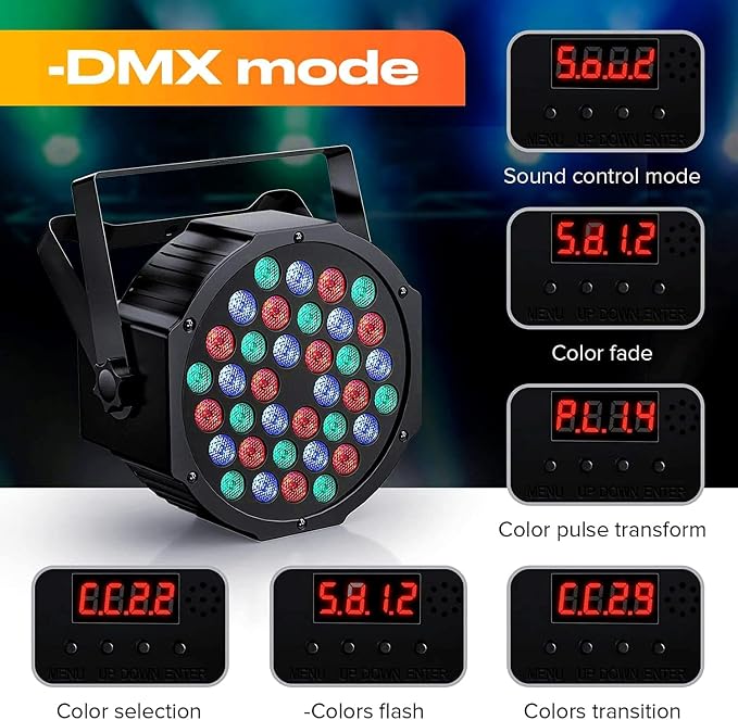 Rechargeable Stage Par Lights U`King RGB 36 LED Uplights Battery Powered with RGB 36W DJ Uplights Sound Activated Control for Wedding DJ Disco Events Halloween Church Live Party - 12 Pack