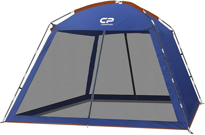 CAMPROS CP Screen House Room with 1 Side Wind/Sun Panel Canopy Tent Camping Tent Screen Shelter Gazebos for Patios Outdoor Camping Activities, 10'X10'X86in(H) - Blue
