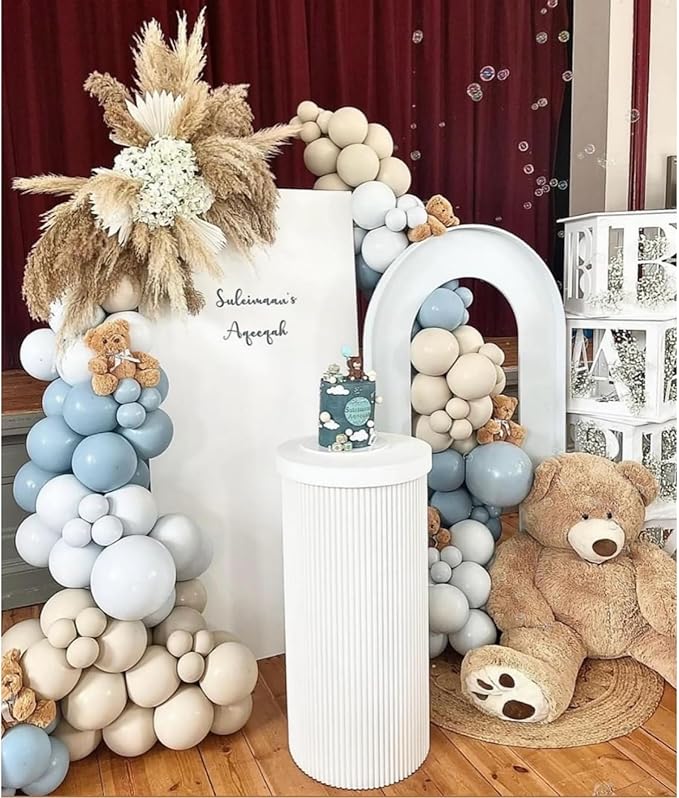 Dusty Blue Balloon Garland Kit–Double-Stuffed Dusty Blue, Pastel Blue, Sand White Balloons for Baby Showers, Weddings, and Birthday Party Decorations