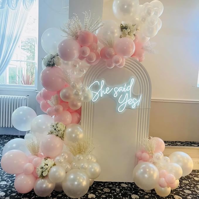 Pearl White Balloons Arch Kit Different Sizes, White Balloons in 18 12 10 5 Inch Pearl White Latex Balloons for Wedding Bridal Shower Graduation Baby Shower Birthday Engagement Anniversary Party Decor