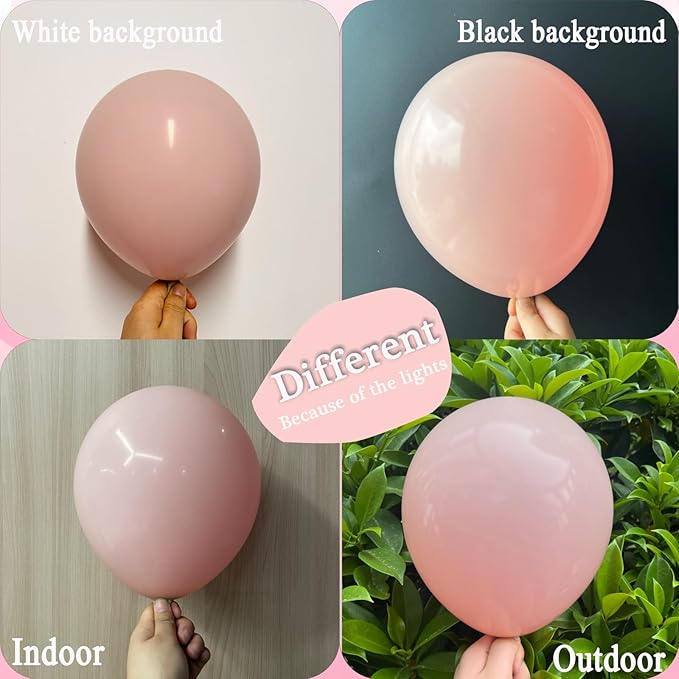 Matte Pink Balloons Different Sizes,Double Stuffed Pink Balloon Arch, Pastel Pink Balloons Garland,18/12/10/5 Inch Pinks Balloon for Boho Party, Baby Shower, Birthday, Weddings(Lush Blush)