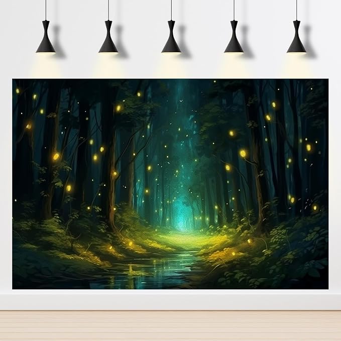 7x5ft Forest Backdrop Girls in Wonderland Themed Background for Photography Magical Fantasy Forest River with Light Photography Background Jungle Safari Theme Party Backdrop Studio Props Decor