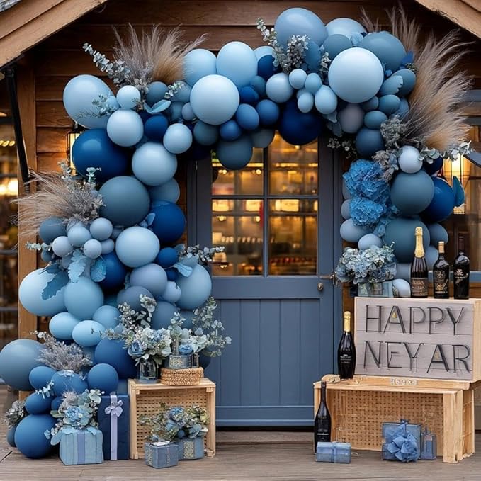 Dusty Blue Balloon Arch Double Stuffed Light Dark Blue Balloons Different Size Blueberry Balloon Garland Kit for Baby Shower Birthday Wedding Bridal Graduation Party Decorations