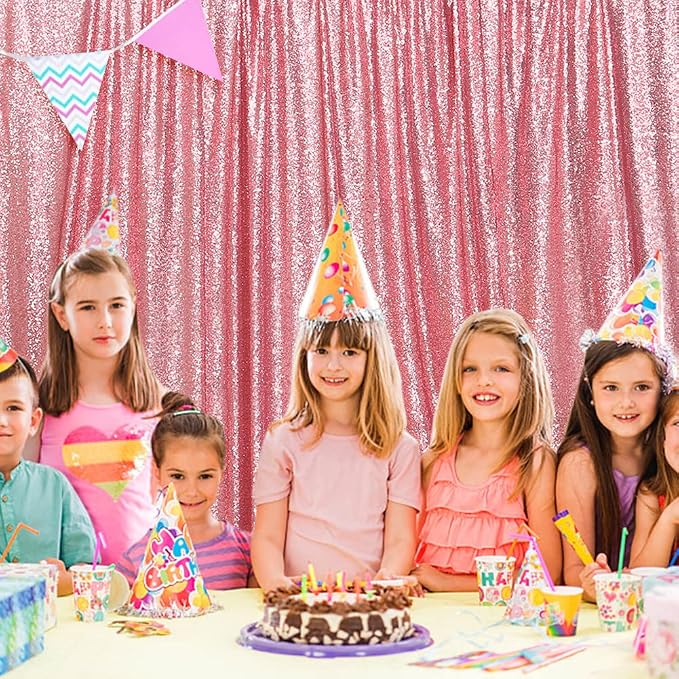 SquarePie 6x6ft Fuchsia Pink Sequin Backdrop for Photography, Satin-Backed Real Sequin Curtain, Enhanced Coverage Shimmering Background with 4" Rod Pocket for Wedding, Birthday, Party Decor, 1 Panel