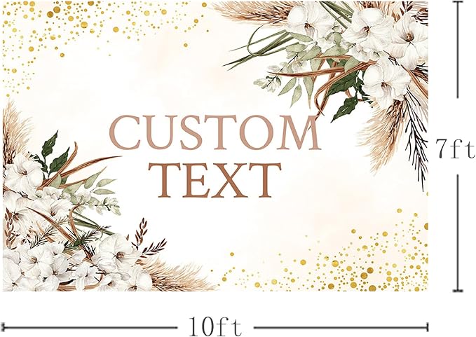 MEHOFOND Custom Boho Happy Anniversary Backdrop White Floral Bohemia Pampas Grass Anniversary Banner Cheers to Marriage Wedding Party Decorations Memorial Portrait Photo Booth Background 10x7ft