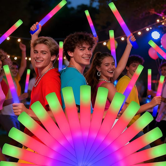 12pcs Foam Glow Sticks,Party Favors Supplies,3 Flashing Modes Glow In The Dark Party Supplies, Light Up Foam Sticks for Wendding Raves Camping Outdoor