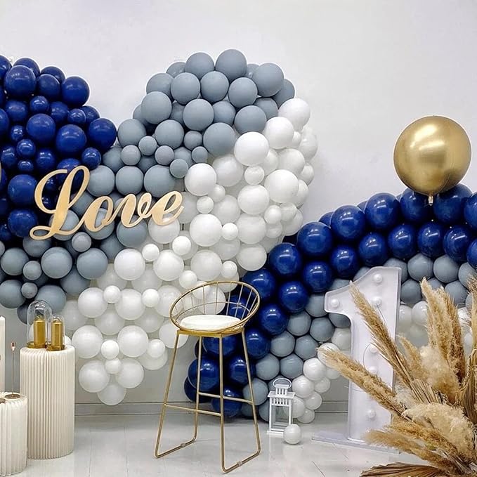 412pcs Navy Blue Balloons Garland Arch Kit 18 12 10 5 Inch Different Sizes Latex Balloons for Shower Christmas Birthday Festival Happy Blue Theme AnniversaryWedding Jungle Safari Decorations