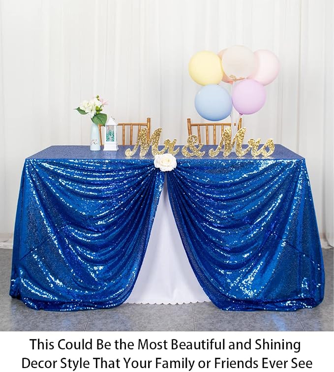 ShiDianYi 50''x72'' Royal Blue Sequin Tablecloth Wedding Table Cloth Sparkle Sequin Linens Glitz Party Table Cloth Sequin Cake Tablecloth