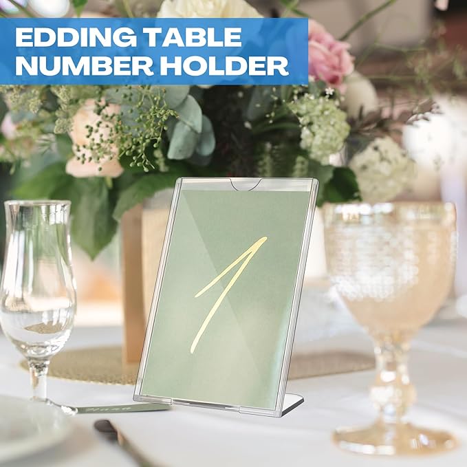 Maitys 100 Pack 4x6 Acrylic Picture Frame Bulk Vertical Clear Plastic Photo Frames Self Standing Brochure Holders Price Display Signs L-shape Plastic Frames for Wedding, Restaurant, Office, Desktop