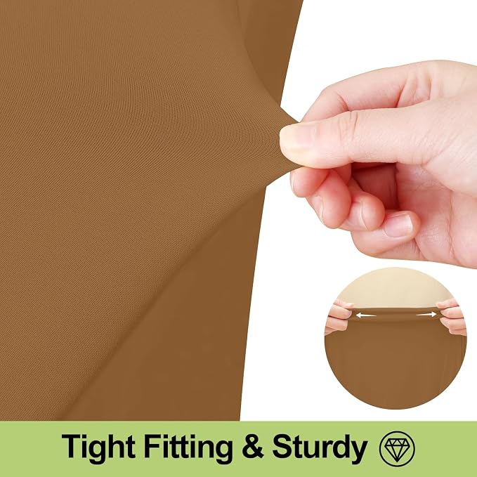 Smiry Spandex Tablecloth, Elastic Fitted Stretch Tablecloth for 8FT Rectangle Tables, Waterproof Washable Table Cover Skirt for Outdoor, Wedding, Banquet & Parties (Brown, 96Lx30Wx30H Inch)