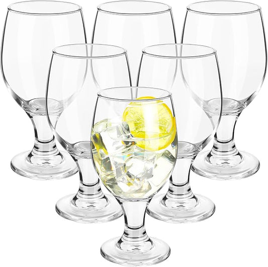 Patelai Set of 6 Water Goblet, 13.5 oz Clear Drinking Glasses Bulk Dishwasher Safe, Stemmed Water Glass for Juice Wine Beer Tea Sangria Cold Beverages, Reusable Glassware for Home Party Restaurant