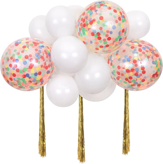 Meri Meri Rainbow Balloon Cloud Kit, Balloon Arch Featuring 3 Gold Streamers and 14 Balloons