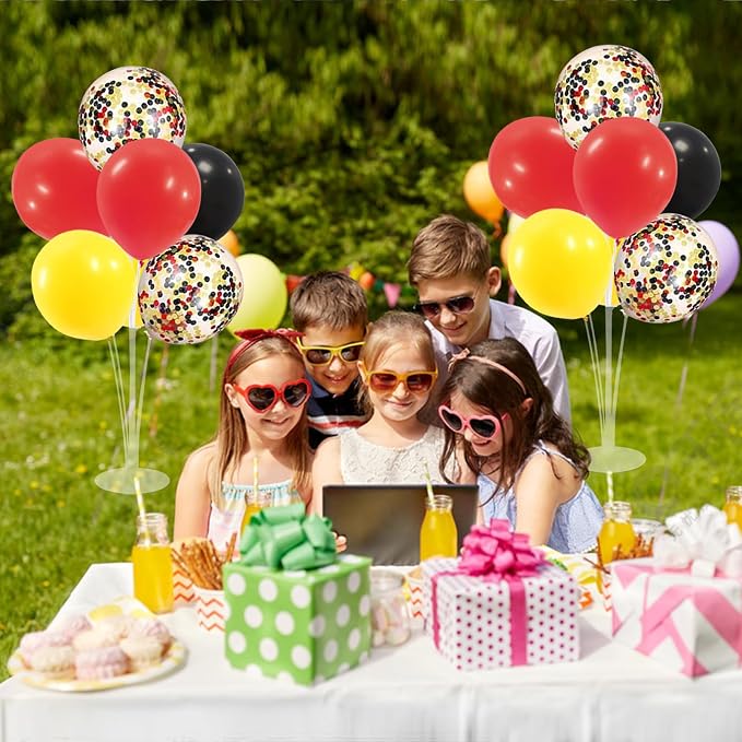 ZJDHPTY Mouse Birthday Decorations,4Set Red Yellow Black Balloon Stand Kit | Movie Night Circus Race Car Fire Truck Motorcycle Carnival Party Decor,Corporate Events Party Supplies