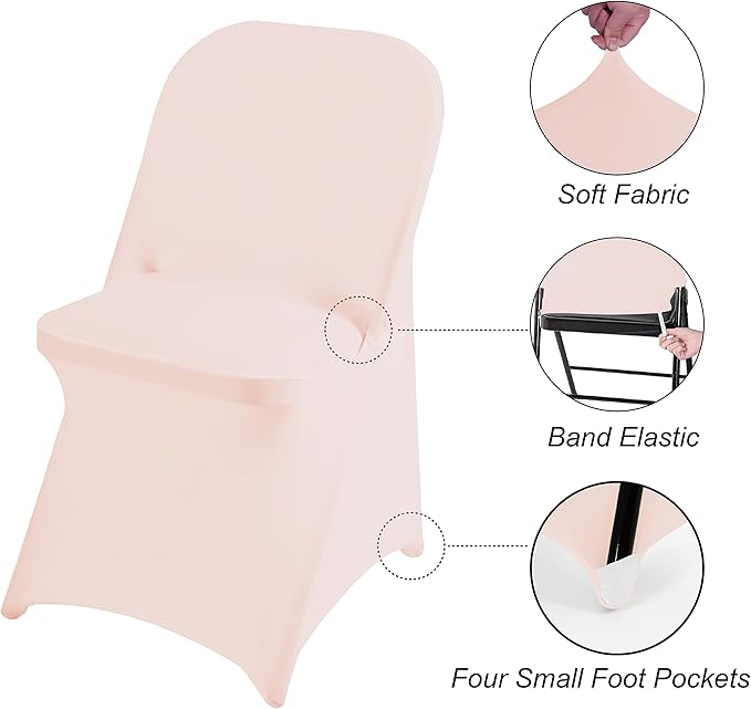 magalo 20 Pack Blush Pink Spandex Folding Waterproof Chair Cover, Stretch Chair Cover Protector for Wedding, Party, Dining Banquet and Other Special Events