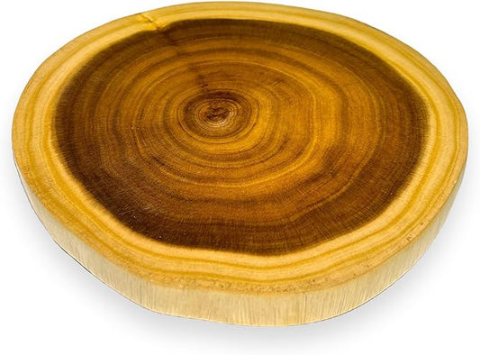 SNW 12" Acacia Wood Rustic Serving Board, raw plank wood slice as table centerpiece, and kitchen decor (Large)
