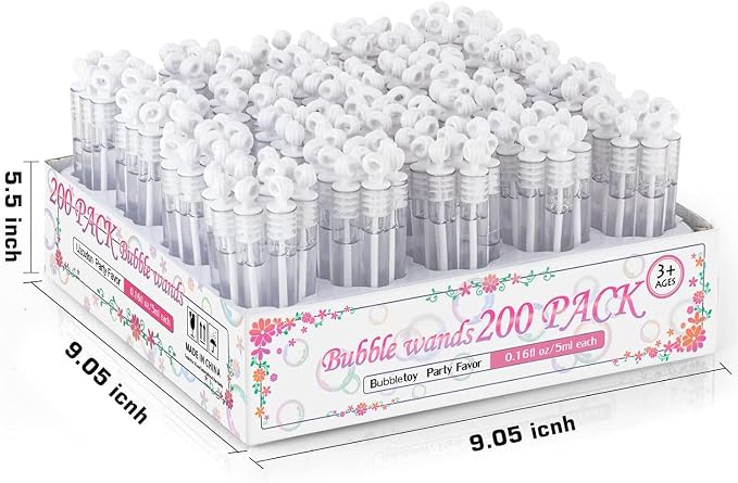200 Pack Mini Bubble Wands, White Bubble Stick Toy Bulk for Wedding Supplies, Anniversaries, Valentine's Day Gift, Celebrations, Wedding Send Off, Party Favor for Couple, Guests, Kid, Boy and Girl