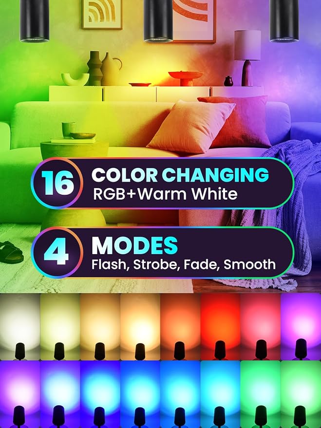 10W LED Spot Lights Indoor RGB Color Changing Uplighting with Remote, 120V Christmas Spotlight Plant Accent Light with Switch for Halloween Party Decoration, 5FT Code, 1 Pack