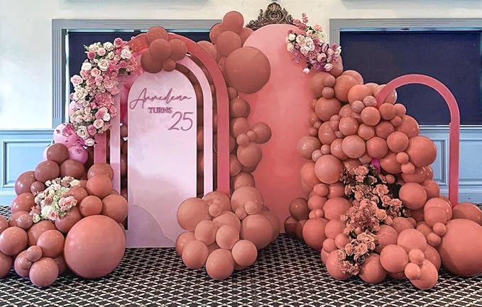 Dusty Pink Balloons Arch Kit Double Stuffed Pink Balloon Garland Latex Different Sizes 18In 12In 5In For Anniversary Girls Birthday Bridal Baby Shower Engagement Party Decoretions