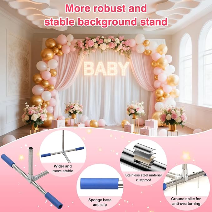 Arch Backdrop Stand,7x6 FT Metal Wedding Square Backdrop Stand for Ceremony Square Stainless Steel Backdrop Arch for Parties,Wedding,Birthday,Anniversary,Baby Shower,Garden Decoratip