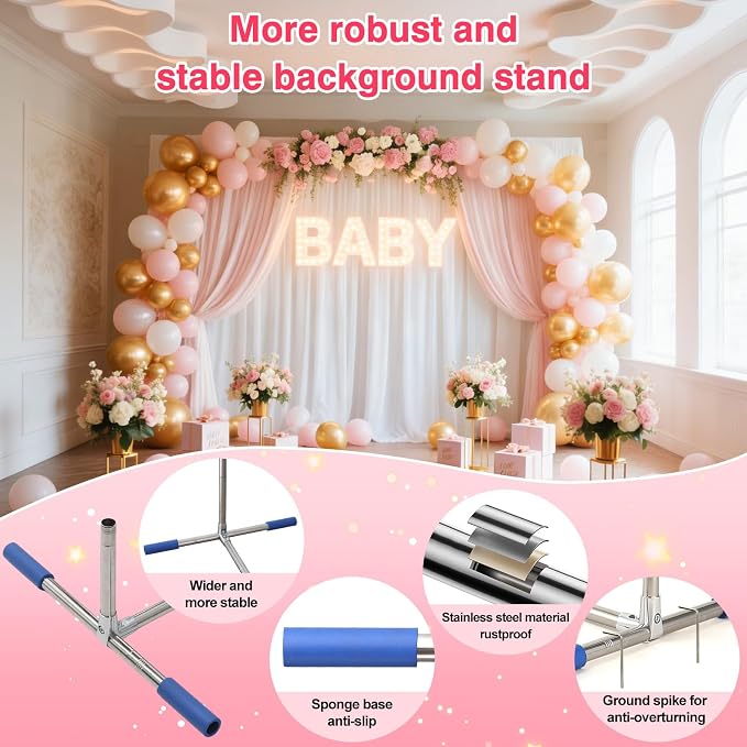HOME RIGHT Arch Backdrop Stand,7x4 FT Metal Wedding Square Backdrop Stands for Ceremony Square Stainless Steel Backdrop Stand for Parties,Wedding,Birthday,Anniversary,Baby Shower,Garden Decoratip