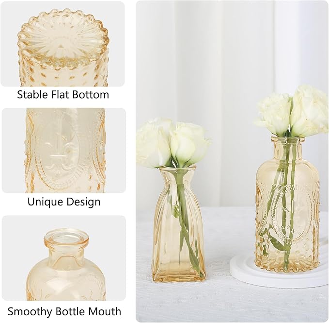 RUCKAE Glass Bud Vases Mini Flower Vase Small Vintage Vases for Centerpiece Table Wedding Decorations Home Decor Party(Gold 22 Pack)