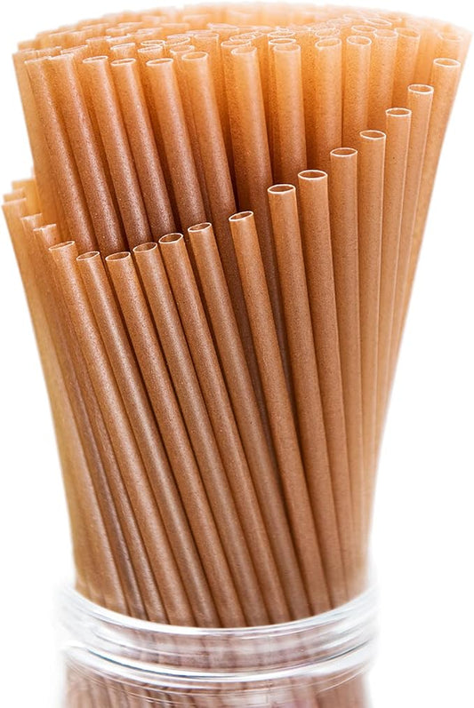 100pcs Sugarcane Straws, 8 Inch Sturdy Biodegradable Plastic Free Eco-Friendly Compostable Smoothie Drinking Straws for Home Restaurant Beach Parties Not Foggy
