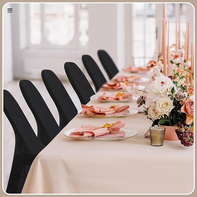 Newwiee 50 Pcs Spandex Chair Covers Bulk - Stretch Folding Flat Front Fitted Universal Chair Protector Pack Removable Washable for Wedding Party Dining Banquet Event (Black)