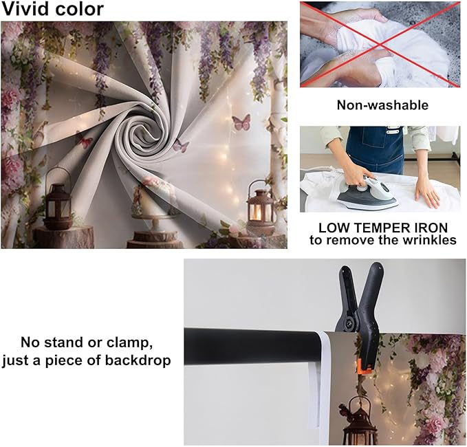 Baocicco Rustic Flower Wall Backdrops 7x5ft Farmhouse Wedding Background Photography Baby Shower Bridal Shower Backdrop Purple Floral Wooden Butterfly Backdrop Kids Adults Portraits Studio Props