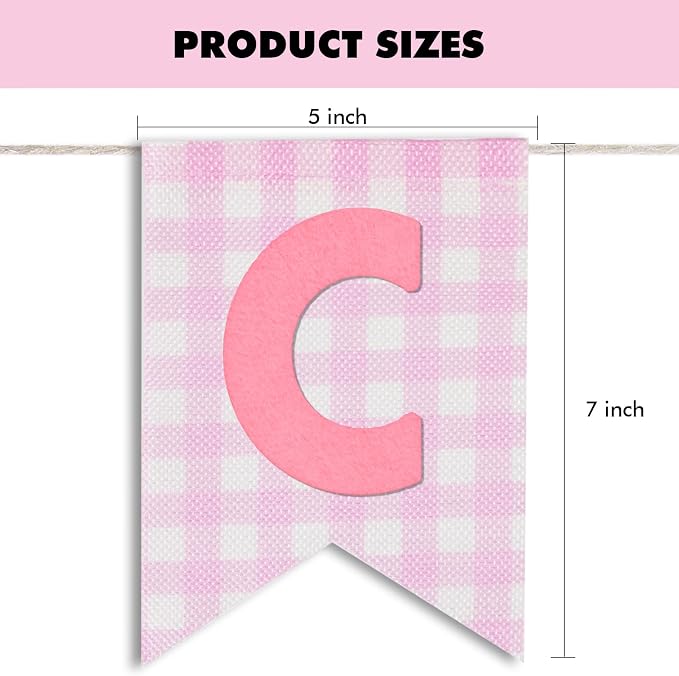 Custom Banner Kit, 28 Pink Printed Burlap Banner with 92 Felt Letters, Make Your Own Diy Customizable Kit for Birthday Wedding Party Decorations