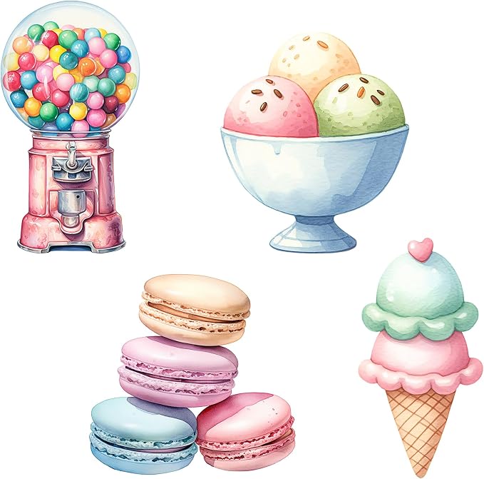 Honoson 4 Pcs Large 32" Candyland Cardboard Cutouts Backdrop Standup, Ice Cream Candy Party Decoration Yard Sign Photo Props Sweet Colorful for Birthday Party Supplies Summer Baby Shower