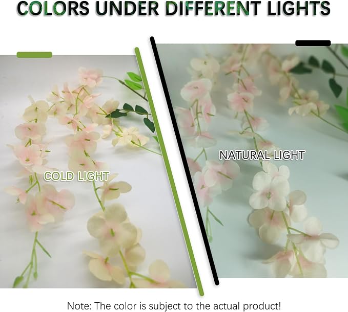 5 Pack Champagne Wisteria Hanging Flowers Garland, 3.77 Feet Artificial Flower Vines, Fake Wisteria, Artificial Vines Hanging Garland for Backdrop Outdoor Yard Garden Decor