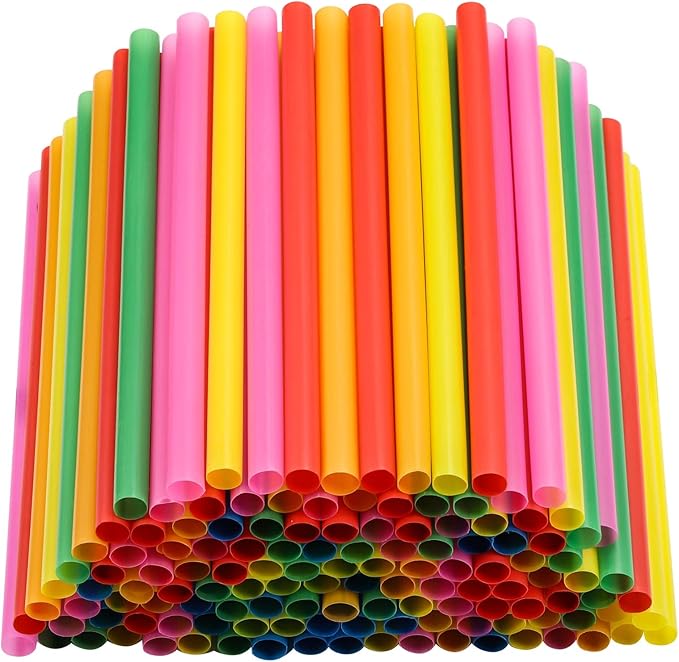 200PCS 8.3 inch Jumbo Smoothie Straws,Colorful Disposable Plastic Large Wide-mouthed Straw