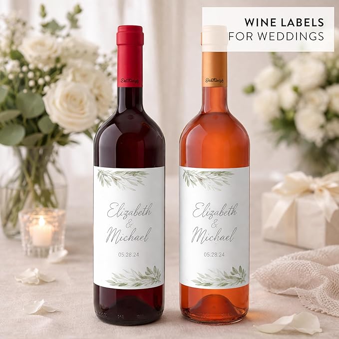 Wine Bottle Labels Waterproof, 40 Blank Printable Vinyl Stickers 4x5 Inch for Inkjet Printer - Self-Adhesive Wine Label Sticker Paper for 750ml Bottles, Wedding Favors, Champagne, Homemade