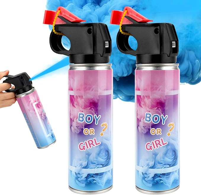 QIYVLOS Gender Reveal Fire Extinguisher 2 Packs, Gender Reveal Smoker Bomb, Baby Boy Reveal Party Ideas for Gender Reveal Decorations (Small, Blue)