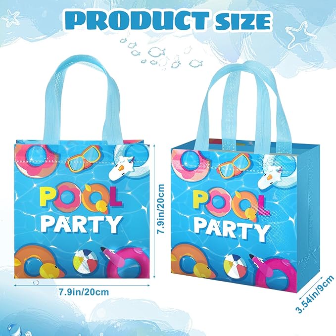 Sweetude 40 Pcs Hello Summer Gift Party Favor Bags with Handle, Non Woven Goodie Bags Birthday Favor for Birthday Baby Shower Packaging Supplies