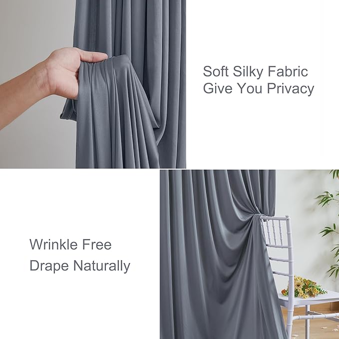 Charcoal Backdrop Curtain for Parties Wedding Wrinkle Free Silver Grey Photo Curtains Backdrop Drapes Fabric Decoration for Birthday Party Baby Shower 5ft x 8ft,2 Panels