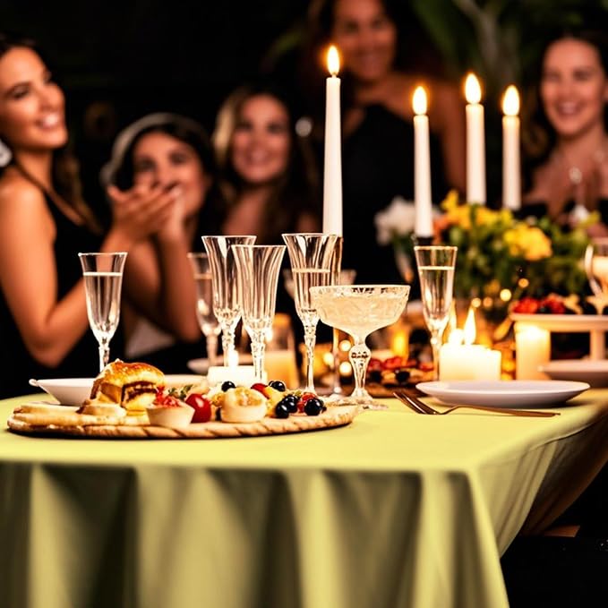 54IN X 320FT Plastic Table Cover Roll with Cutter Box, Cut to Size Plastic Table Cloths for Parties, Birthday, Disposable Tablecloth Roll for All Shape Tables (Light Yellow, 54 Inch X 320 Feet)
