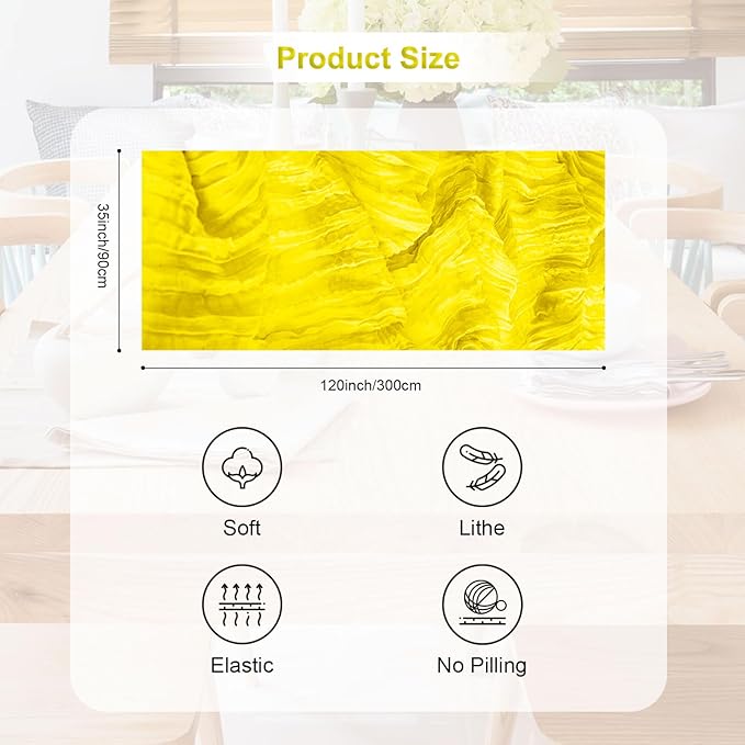 6 Pack Yellow Cheesecloth Table Runner 35x120 Inch 10Ft Rustic Gauze Cheese Cloth Table Runner Sheer Cheesecloth Table Runners for Wedding Party Bridal Shower Decoration